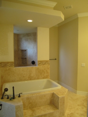 Traditional Bathroom Design, Travertine Tiles